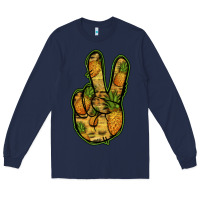 Navy Pineapple Peace Sign Long Sleeve Tee - Jasminsmagicworld