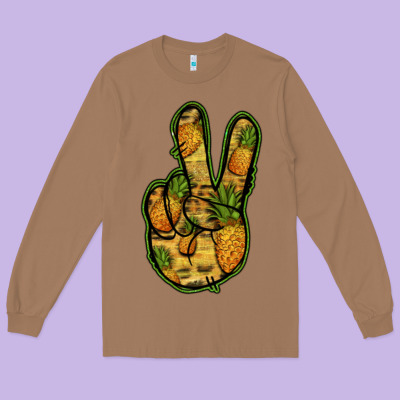 Pineapple Peace Sign Long Sleeve Tee Designed By Jasminsmagicworld