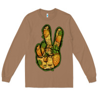 Toasted Coconut Pineapple Peace Sign Long Sleeve Tee - Jasminsmagicworld