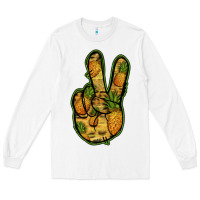 White Pineapple Peace Sign Long Sleeve Tee - Jasminsmagicworld