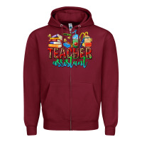 Burgundy teacher assistant Zipper Hoodie - NancyCooperArtShop
