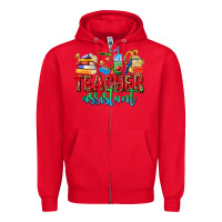 Red teacher assistant Zipper Hoodie - NancyCooperArtShop