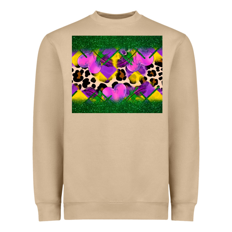 Mardi Gras Leopard And Heart Heavyweight Sweatshirt by AdoDesignShop | Teevron