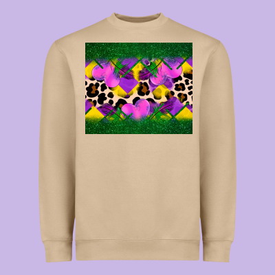 Mardi Gras Leopard And Heart Heavyweight Sweatshirt Designed By Adodesignshop
