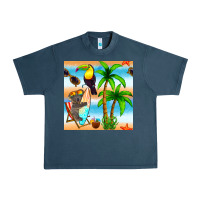 Midnight Navy tropical animals seamless pattern Urban Heavy Tee - BundleAndBundleShop