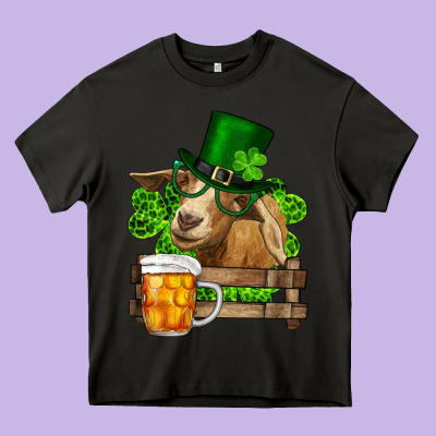 St. Patrick's Day Goat And Beer Heavy Core Tee Designed By Ranaportraitstore