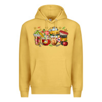 Antique Gold school bus coffee cups Premium Hoodie - NancyCooperArtShop