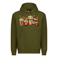 Army Green school bus coffee cups Premium Hoodie - NancyCooperArtShop