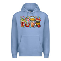 Colony Blue school bus coffee cups Premium Hoodie - NancyCooperArtShop