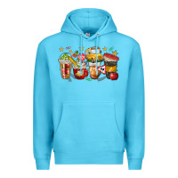 Ocean Blue school bus coffee cups Premium Hoodie - NancyCooperArtShop