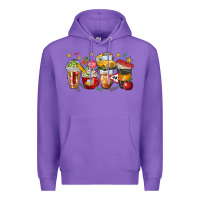 Purple school bus coffee cups Premium Hoodie - NancyCooperArtShop