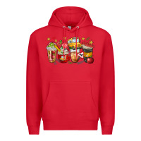 Red school bus coffee cups Premium Hoodie - NancyCooperArtShop