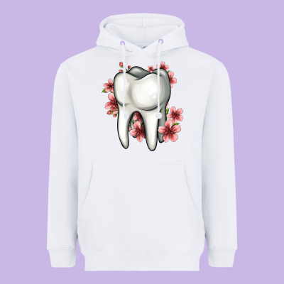 Floral Tooth Heavyweight Hoodie Designed By Jasminsmagicworld