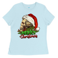 Baby Blue Merry Christmas Ladies Tee - RanaPortraitStore