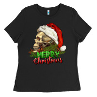 Black Merry Christmas Ladies Tee - RanaPortraitStore