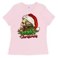 Bubblegum Pink Merry Christmas Ladies Tee - RanaPortraitStore
