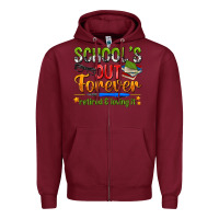 Burgundy schools out forever Zipper Hoodie - NancyCooperArtShop