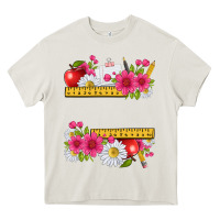 Cream floral teacher Heavy Core Tee - texasbilliewilder
