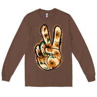 Chestnut Floral Gold Peace Sign Long Sleeve Tee - Jasminsmagicworld