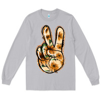 Moon Dust Floral Gold Peace Sign Long Sleeve Tee - Jasminsmagicworld