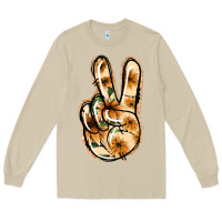 Mushroom Floral Gold Peace Sign Long Sleeve Tee - Jasminsmagicworld