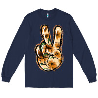 Navy Floral Gold Peace Sign Long Sleeve Tee - Jasminsmagicworld