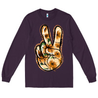 Plum Floral Gold Peace Sign Long Sleeve Tee - Jasminsmagicworld