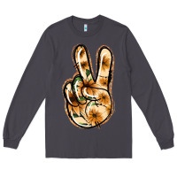 Smoke Floral Gold Peace Sign Long Sleeve Tee - Jasminsmagicworld
