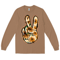 Toasted Coconut Floral Gold Peace Sign Long Sleeve Tee - Jasminsmagicworld