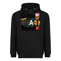 Black coffee teach repeat Heavyweight Hoodie - BarkalooDesign