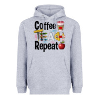 Heather Grey coffee teach repeat Heavyweight Hoodie - BarkalooDesign