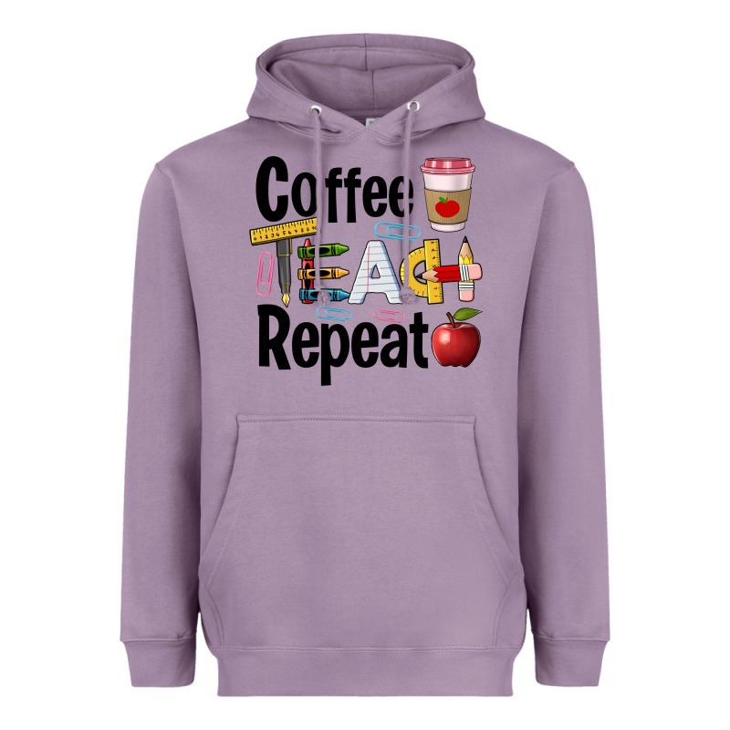 Coffee Teach Repeat Heavyweight Hoodie by BarkalooDesign | Teevron