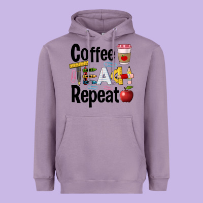 Coffee Teach Repeat Heavyweight Hoodie Designed By Barkaloodesign