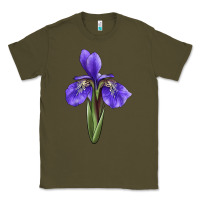 Army Green Iris Flower Illustrations Classic Tee - LillyAllenDesigns