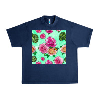 Navy floral background Urban Heavy Tee - BundleAndBundleShop