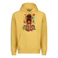 Antique Gold Santa's Favorite Dental Assistant Afro Messy Bun Premium Hoodie - texasbilliewilder