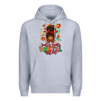 Heather Grey Santa's Favorite Dental Assistant Afro Messy Bun Premium Hoodie - texasbilliewilder
