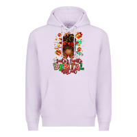 Lilac Santa's Favorite Dental Assistant Afro Messy Bun Premium Hoodie - texasbilliewilder