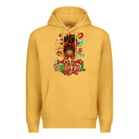 Mustard Santa's Favorite Dental Assistant Afro Messy Bun Premium Hoodie - texasbilliewilder
