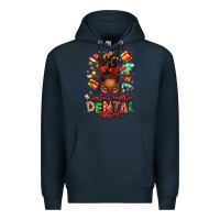 Navy Santa's Favorite Dental Assistant Afro Messy Bun Premium Hoodie - texasbilliewilder