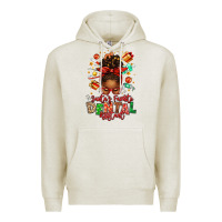 Oatmeal Heather Santa's Favorite Dental Assistant Afro Messy Bun Premium Hoodie - texasbilliewilder