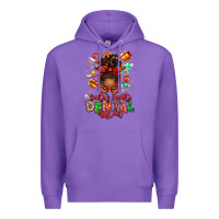 Purple Santa's Favorite Dental Assistant Afro Messy Bun Premium Hoodie - texasbilliewilder