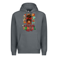 Rock Santa's Favorite Dental Assistant Afro Messy Bun Premium Hoodie - texasbilliewilder