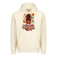 Sandshell Santa's Favorite Dental Assistant Afro Messy Bun Premium Hoodie - texasbilliewilder