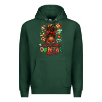Sports Green Santa's Favorite Dental Assistant Afro Messy Bun Premium Hoodie - texasbilliewilder