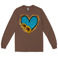 Chestnut Gold Glitter Sunflower Blue Heart Long Sleeve Tee - Jasminsmagicworld