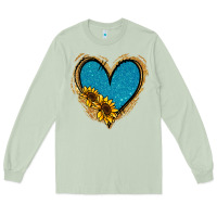Matcha Gold Glitter Sunflower Blue Heart Long Sleeve Tee - Jasminsmagicworld