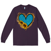 Plum Gold Glitter Sunflower Blue Heart Long Sleeve Tee - Jasminsmagicworld