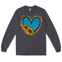 Smoke Gold Glitter Sunflower Blue Heart Long Sleeve Tee - Jasminsmagicworld