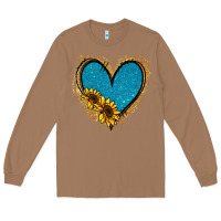 Toasted Coconut Gold Glitter Sunflower Blue Heart Long Sleeve Tee - Jasminsmagicworld